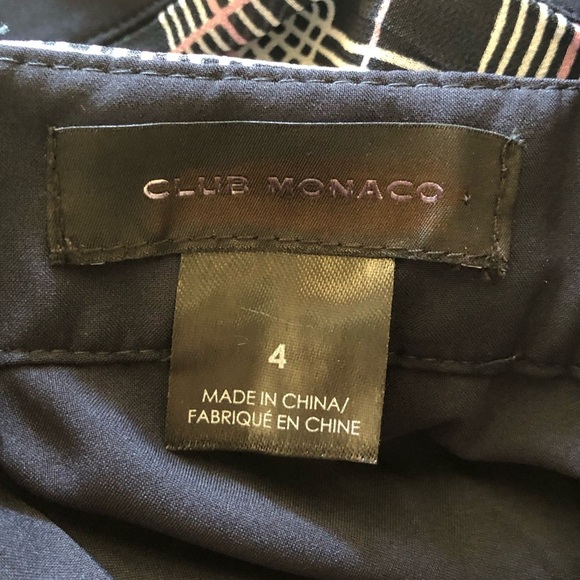 Club Monaco Cross Back Dress Size 4 Plaid V Neck Flowy Side Zip Special Occasion - Picture 2 of 15